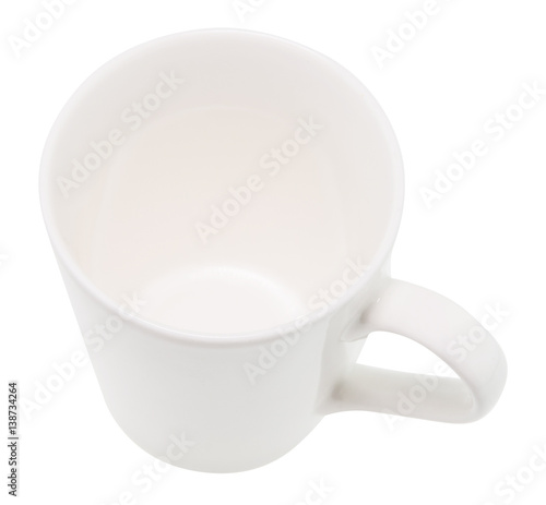 White coffee cup on a white background.