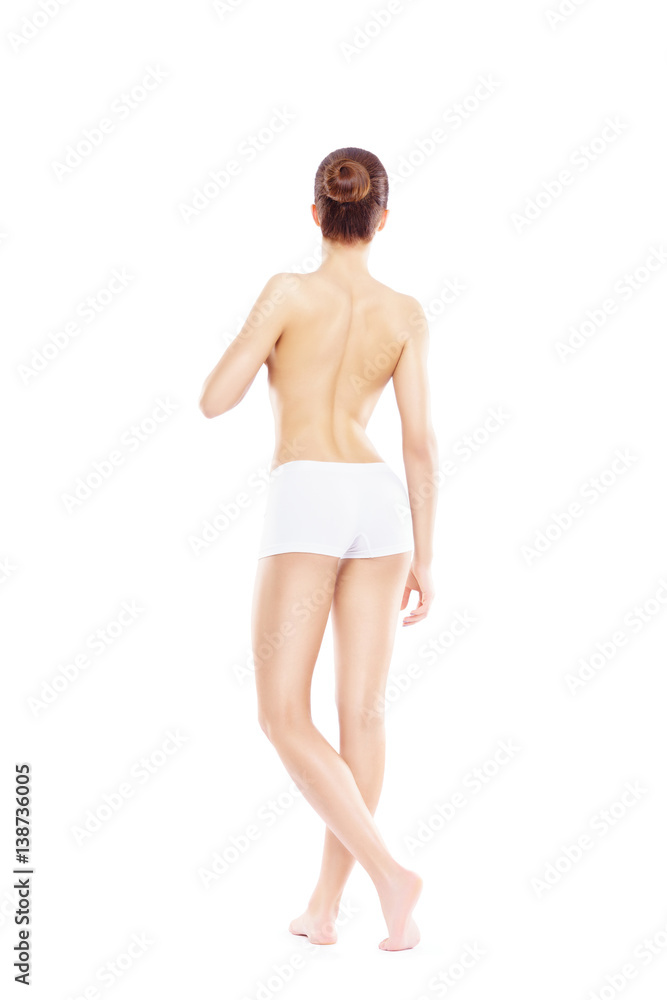 Fit, healthy and sporty woman in white underwear isolated on white. Sport, fitness, diet, weight loss and healthcare concept. Fit, healthy and sporty woman in white underwear isolated on white. Sport, fitness, diet, weight loss and healthcare concept.