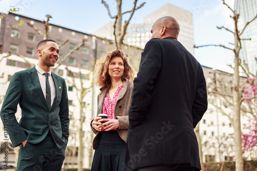 Photography Business People Talking In La Defense, Paris, France