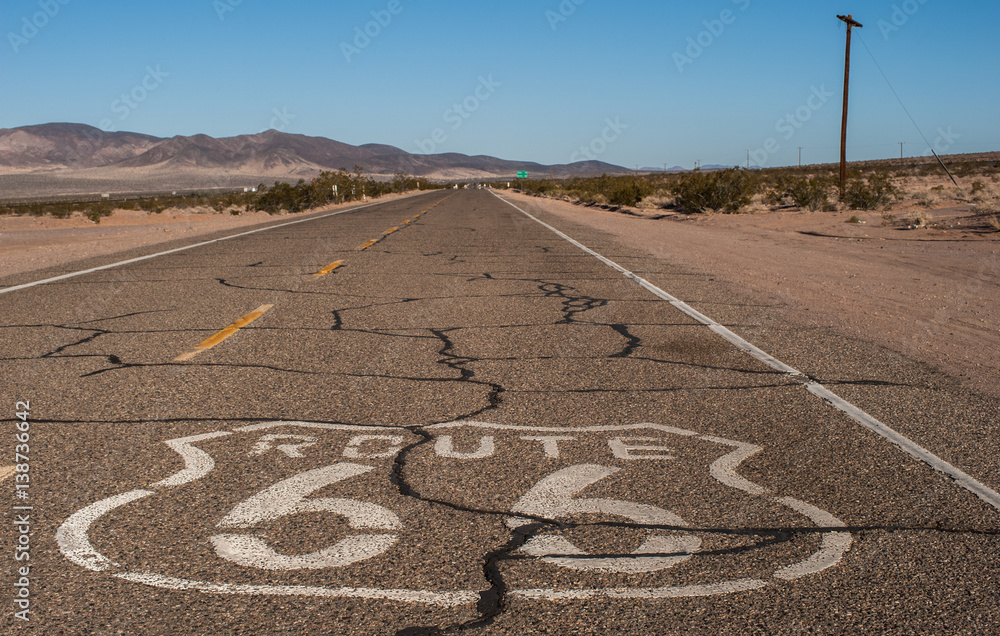 Empty and decaying historic Route 66 in southern California 