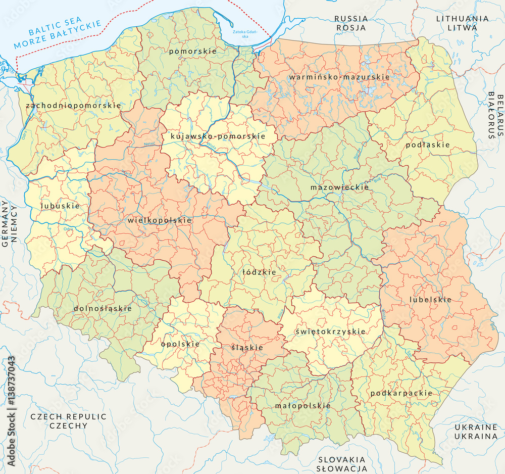 Vector map of Poland administrative division vol.4