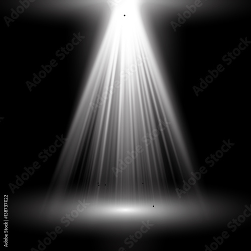 Light Spotlight white. Template for light effect isolated on black background. Vector illustration