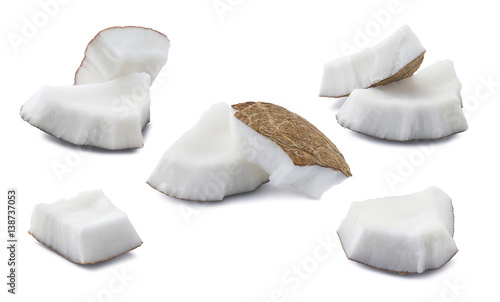 Coconut set pieces 2 isolated on white