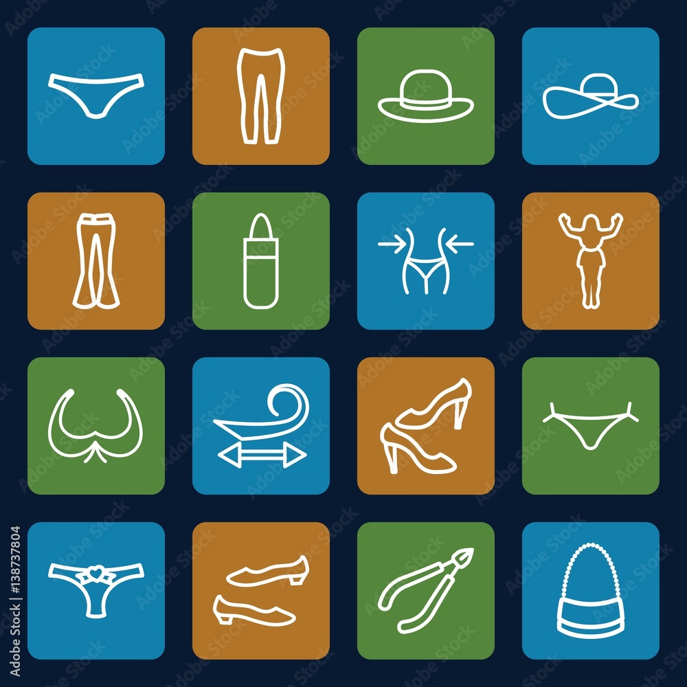 Set of 16 women outline icons Set of 16 women outline icons