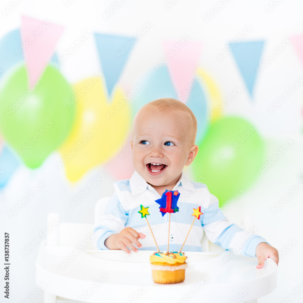Little baby boy celebrating first birthday Little baby boy celebrating first birthday
