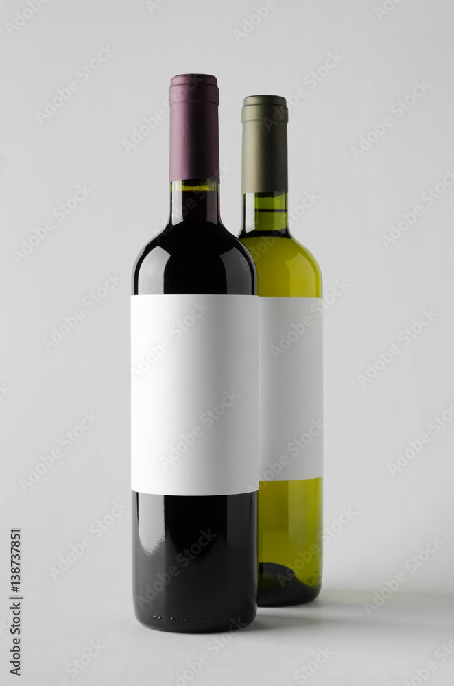 Wine Bottle Mock-Up - Two Bottles. Blank Label Wine Bottle Mock-Up - Two Bottles. Blank Label