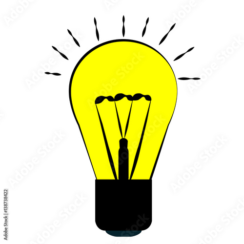 incandescent bulb, yellow with a black outline, character ideas and energy lamp light photo