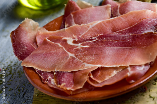 slices of spanish serrano ham