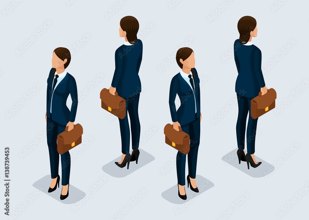 Trend Isometric People Set 4, 3D business woman in business suits ...