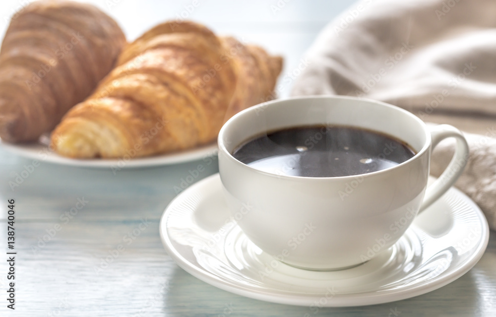 Croissants with cup of coffee Croissants with cup of coffee