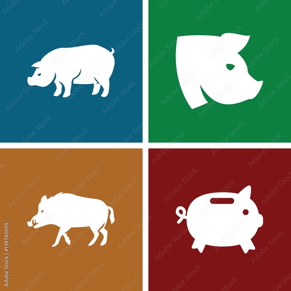 Fototapeta premium Set of 4 pig filled icons