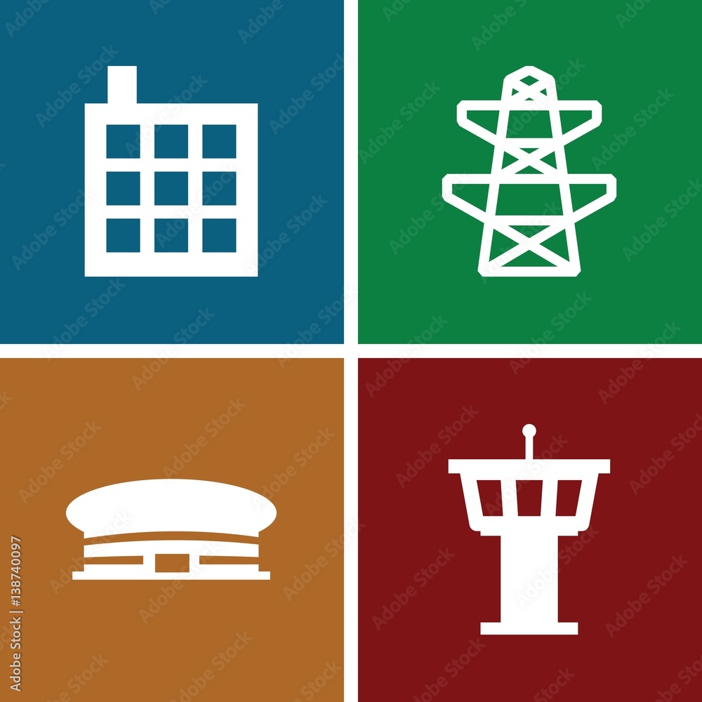 Set of 4 tower filled icons Set of 4 tower filled icons