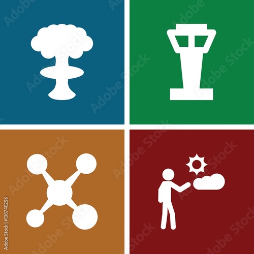 Vászonkép Set of 4 cloud filled icons