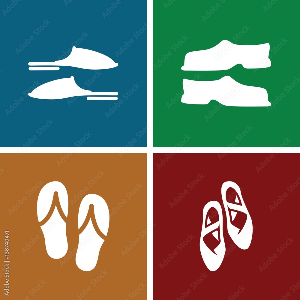 Set of 4 slipper filled icons Set of 4 slipper filled icons