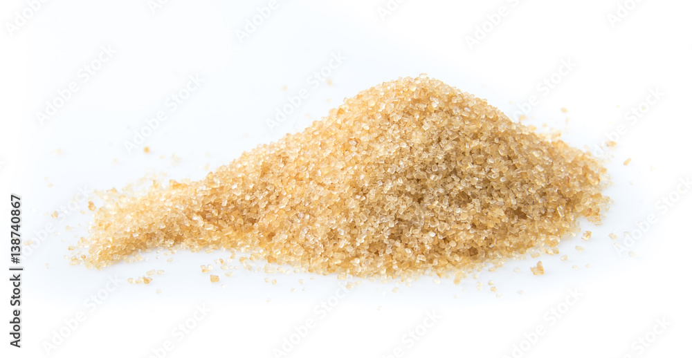 pile brown sugar isolated on white background, sugarcane pile brown sugar isolated on white background, sugarcane