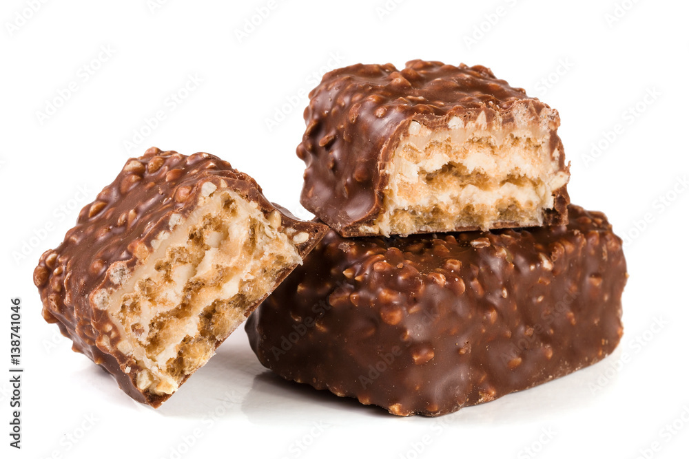 chocolate candy with nuts isolated on white background chocolate candy with nuts isolated on white background