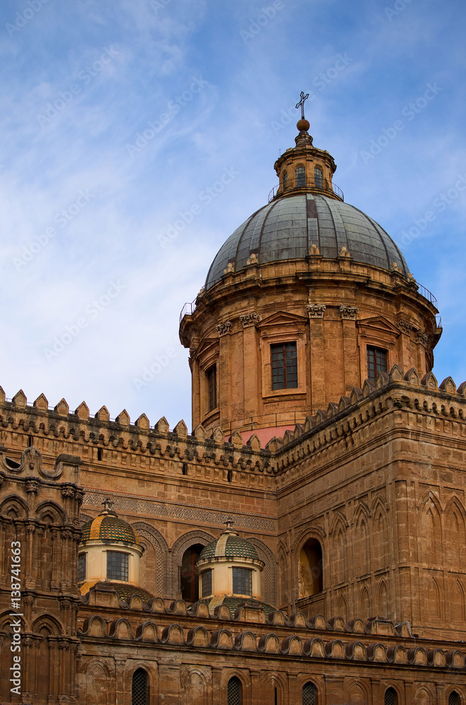 PALERMO, ITALY–03 January 2017: One of the main attractions of city - Palermo Cathedral. Enormous dome of the cathedral. Palermo. Sicily