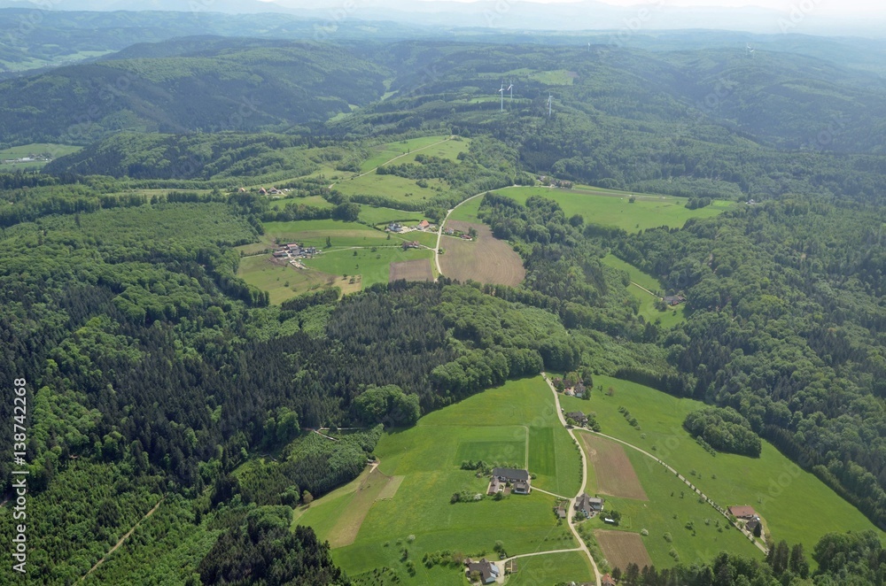 areal view of the Langenhard located in the Black Forest near Lahr, Baden Germany