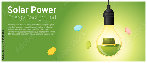 Energy concept background with solar panel in light bulb , vector , illustration