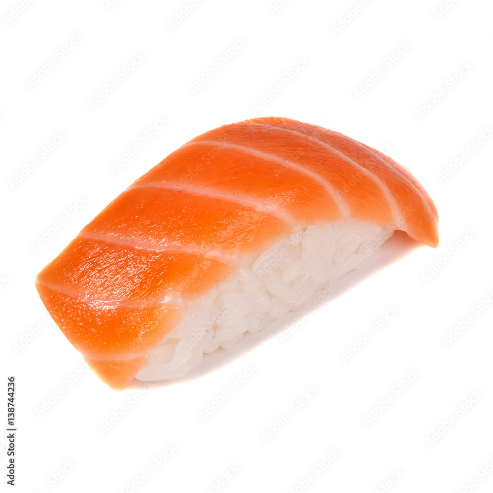 sushi with salmon on white background sushi with salmon on white background