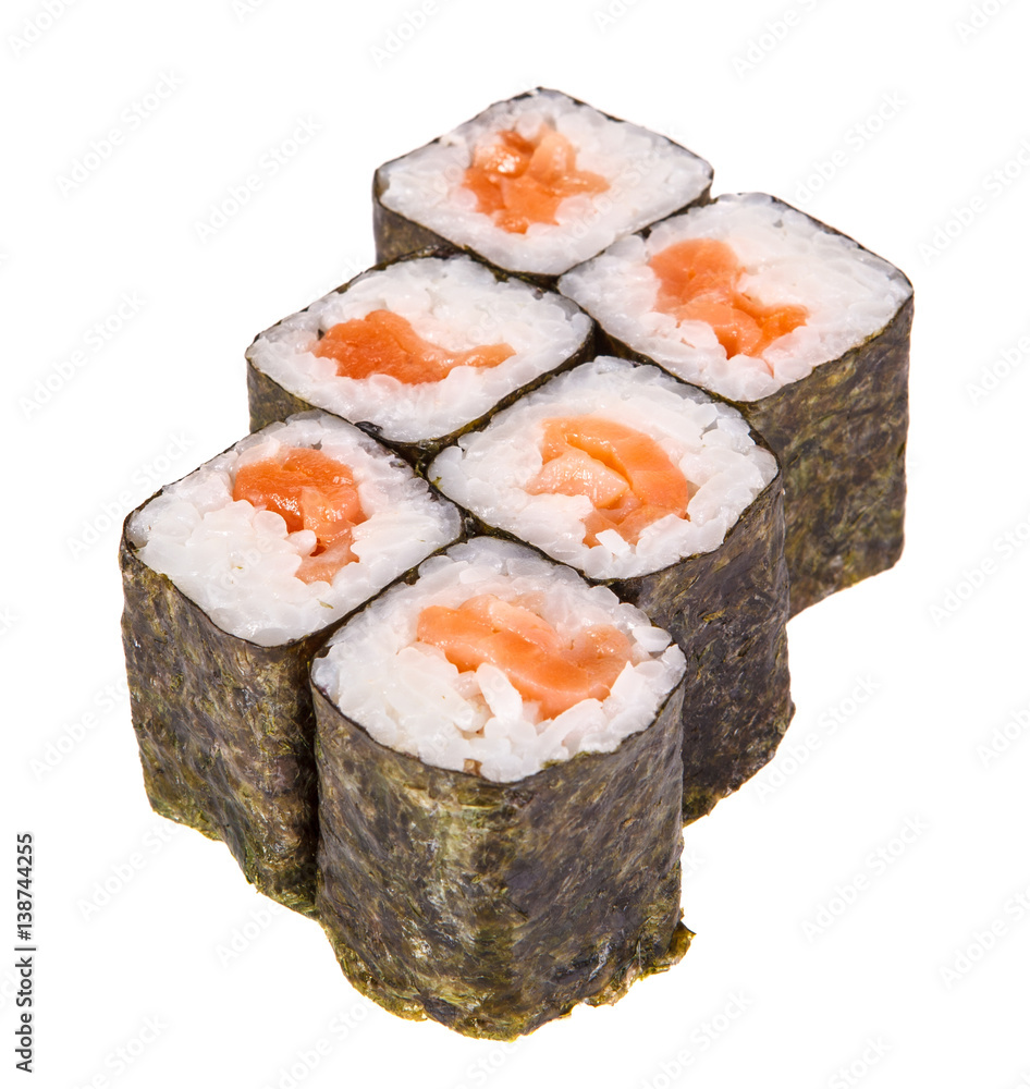 rolls with salmon on a white background rolls with salmon on a white background