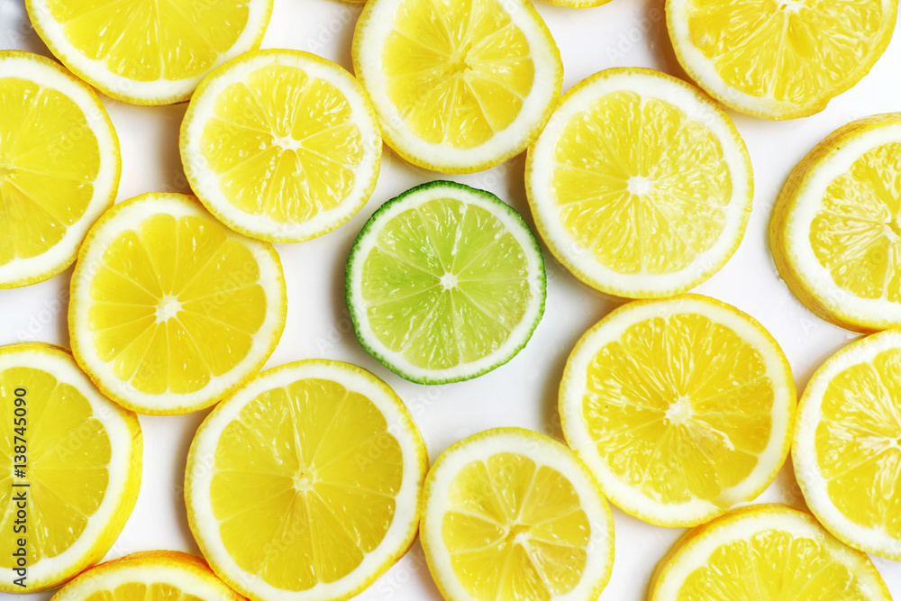 Clices of lemons + lime.