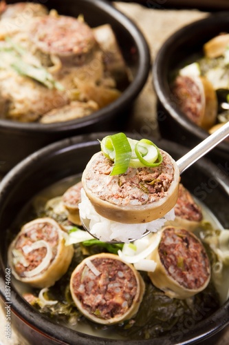 Wallpaper Mural Cabbage and Korean Sausage and Rice Soup.  ugeoji sundae gukbap. Torontodigital.ca