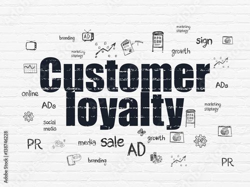 Advertising concept  Customer Loyalty on wall background