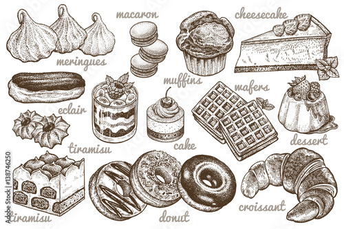 Desserts and Baking vintage set.