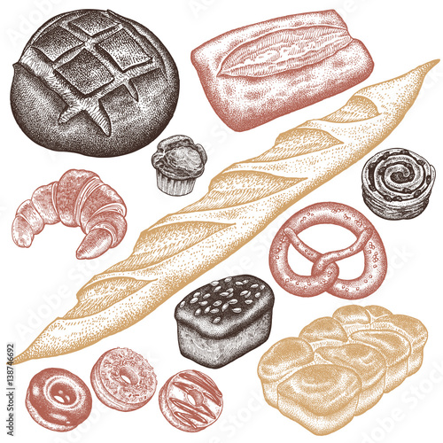 Bakery products set.