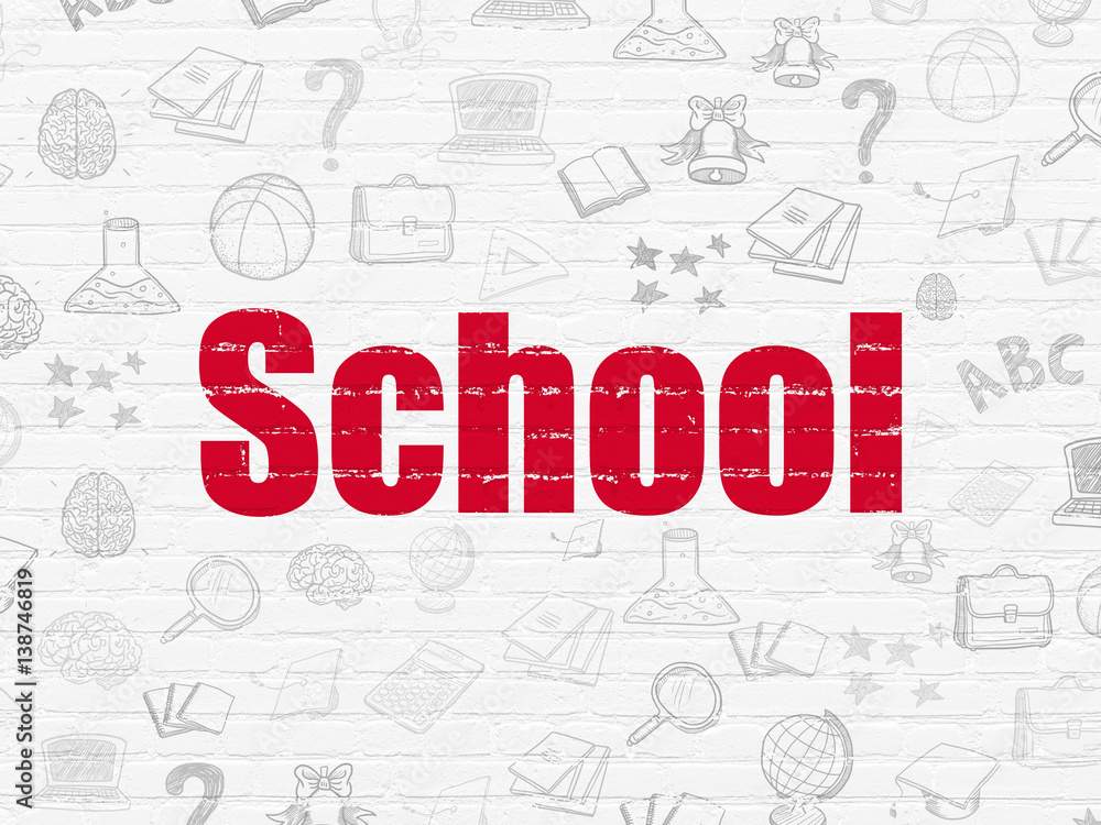 Studying concept: School on wall background Studying concept: School on wall background