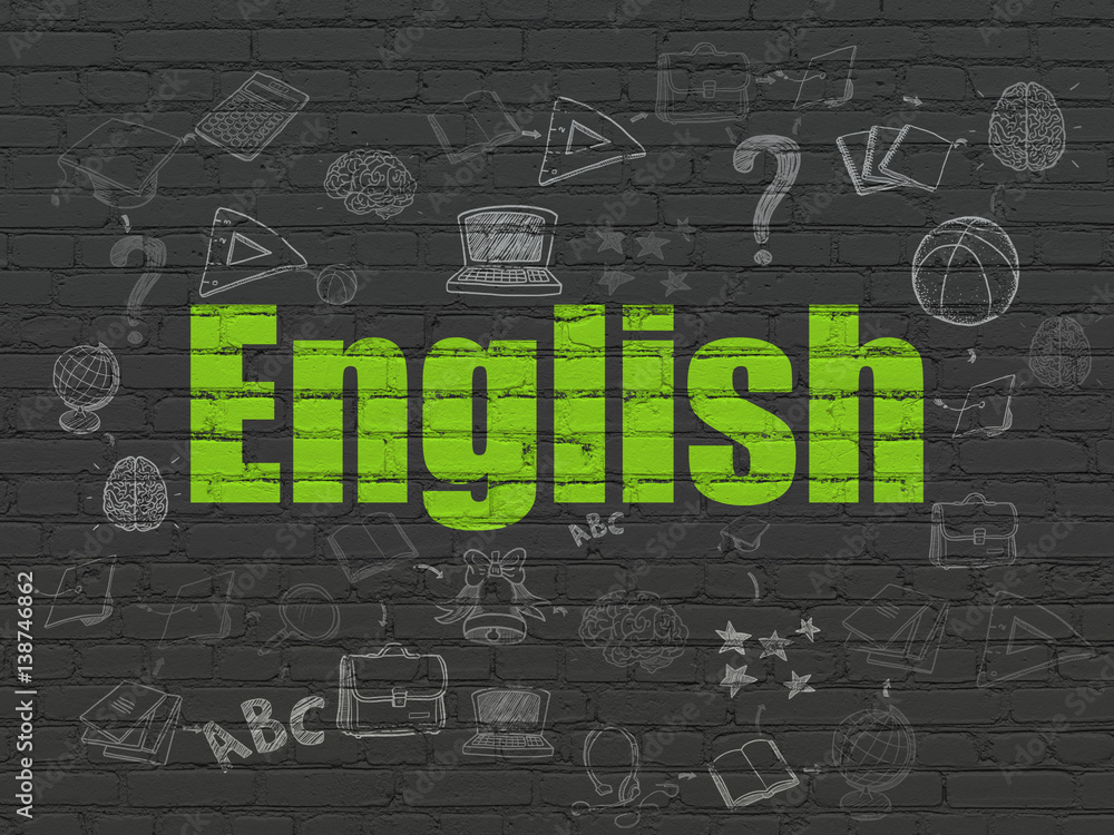 Learning concept: English on wall background Learning concept: English on wall background