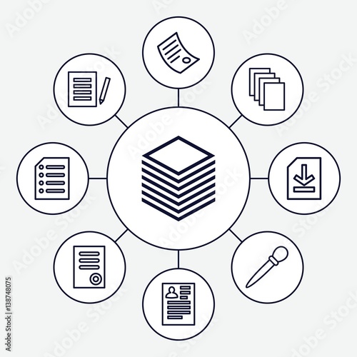 Set of 9 file outline icons