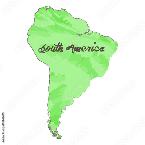 Isolated map of South America map on a white background, Vector illustration