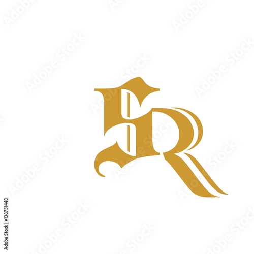 initial letter SR gold color logo vector