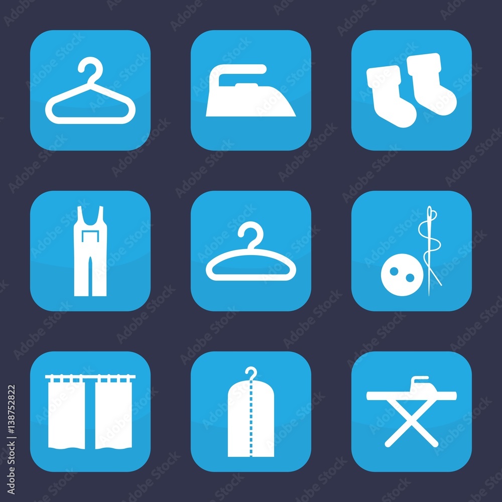 Set of 9 cloth filled icons Set of 9 cloth filled icons