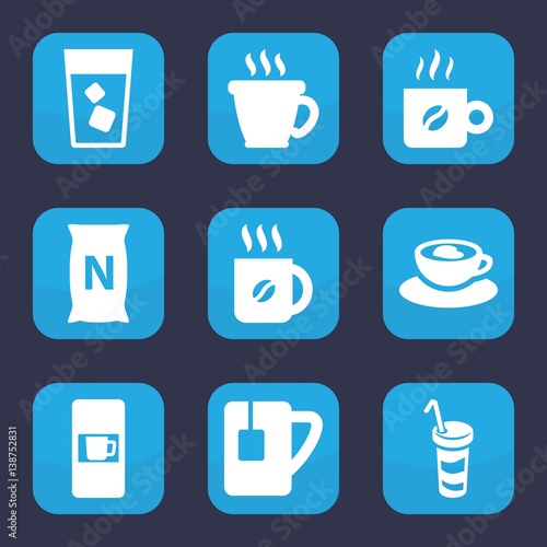 Set of 9 coffee filled icons