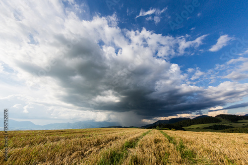 Stormy clouds in summer over a field in Slovakia