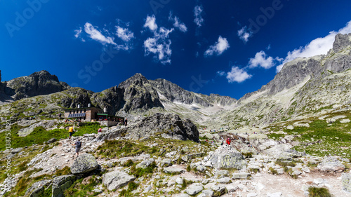 View of the Teryho Chata and the nature around in the Slovakian mountains High Tatra