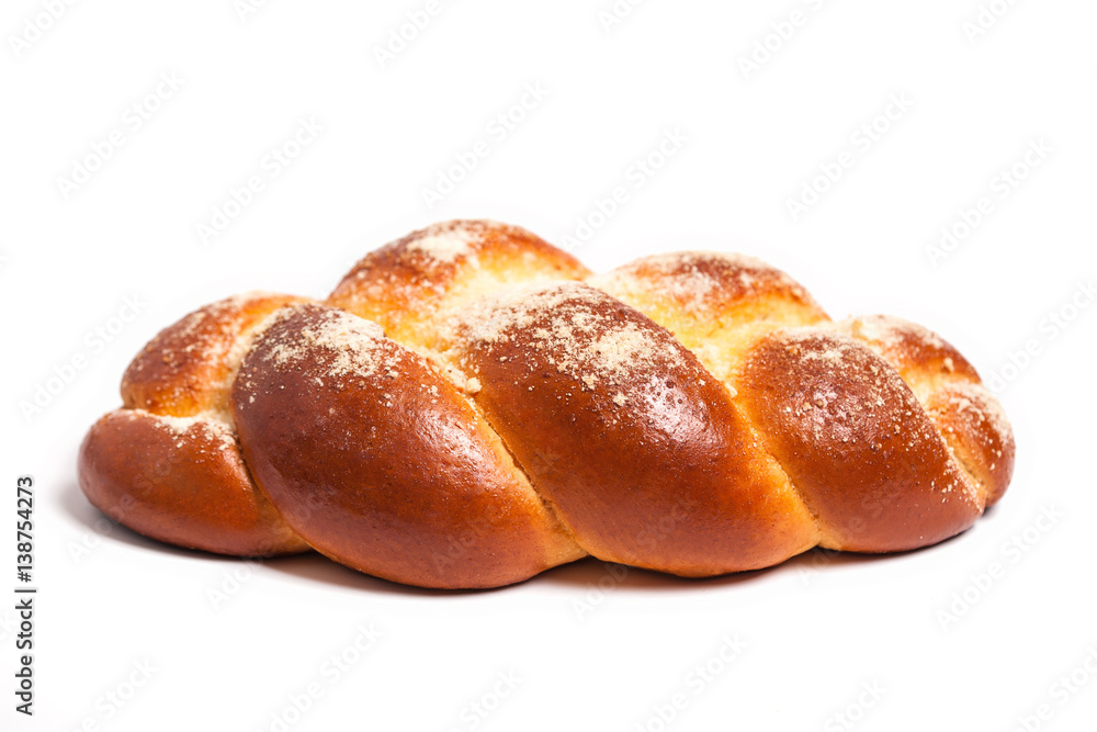 delicious fresh bread sweet roll on a white background