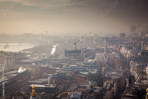 rooftop view over London on a foggy day from St Paul's cathedral, UK © Melinda Nagy