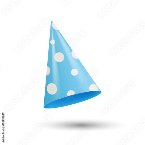 Realistic Party hat. 3d vector illustration isolated on white background. Vector illustration.