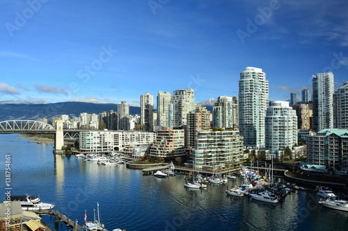 Skyline of Vancouver Canada and False Creek 