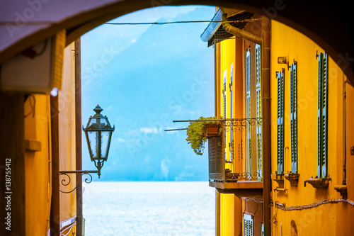 Fotografia, Obraz View of the lake of Como through old-fashioned windows