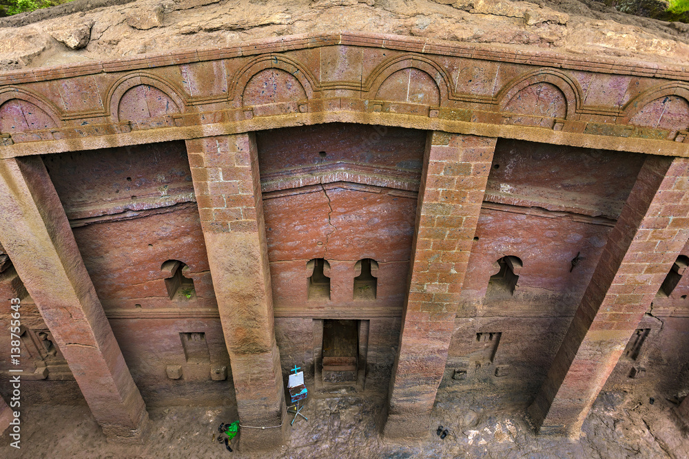 Ethiopia, Lalibela. Bet Medhane Alem (House of the Saviour of the World ...