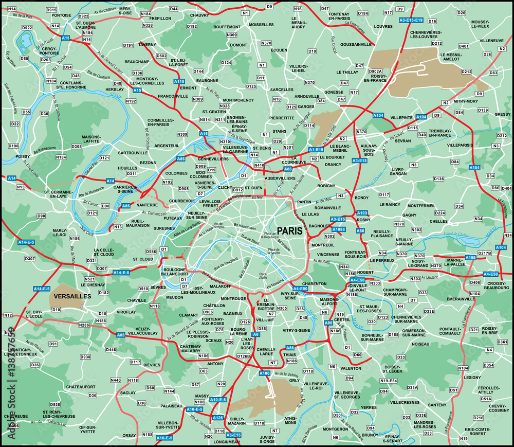 Fototapeta premium Paris Area Map