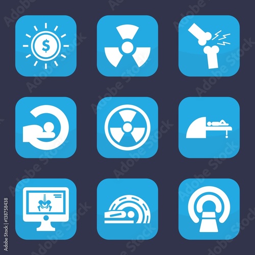 Set of 9 filled ray icons
