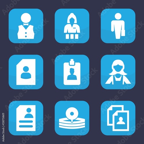 Set of 9 filled occupation icons