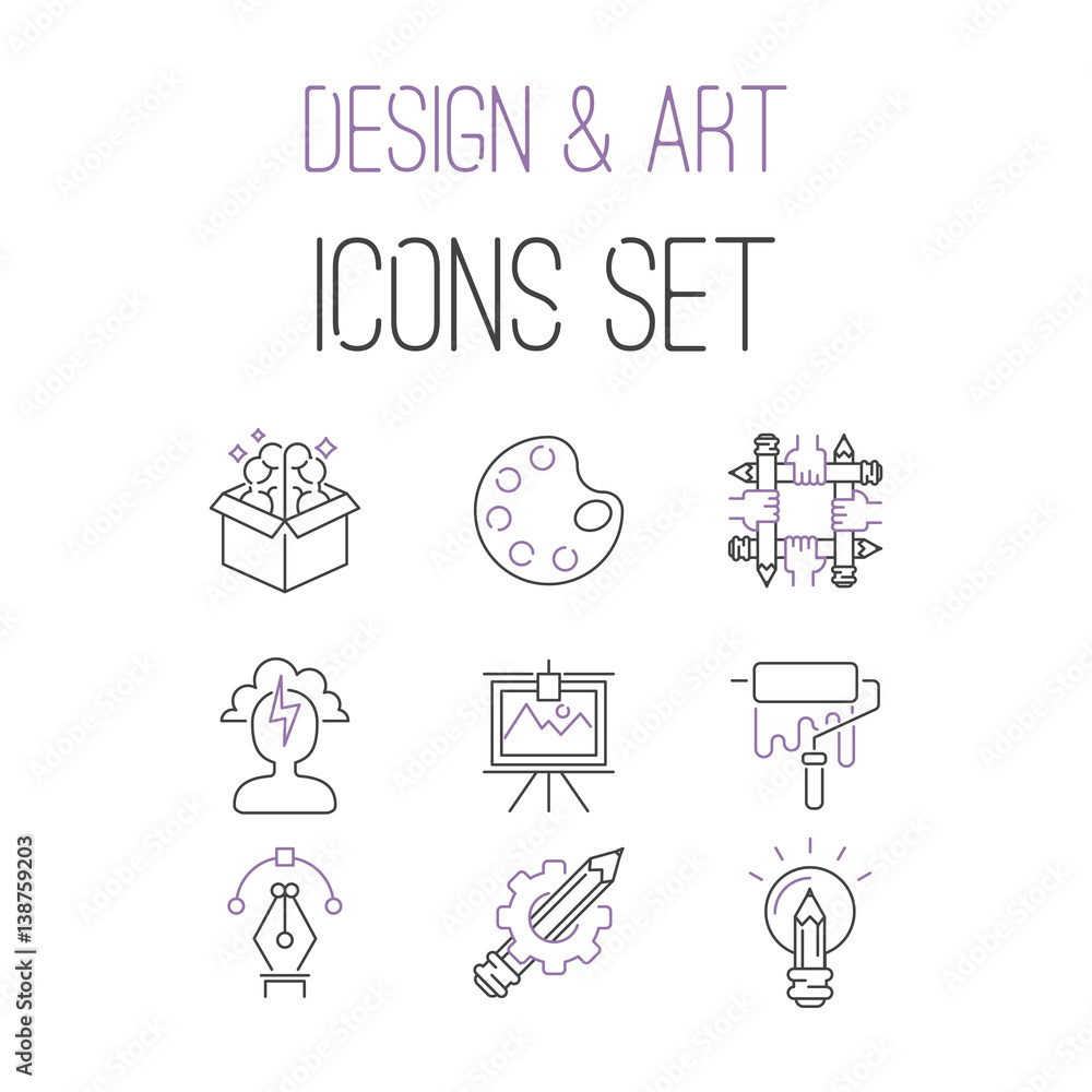 art icons set vector illustration design linear symbols artistic pictogram creativity button graphic collection thin symbol icon line flat isolated art icons set vector illustration design linear symbols artistic pictogram creativity button graphic collection thin symbol icon line flat isolated