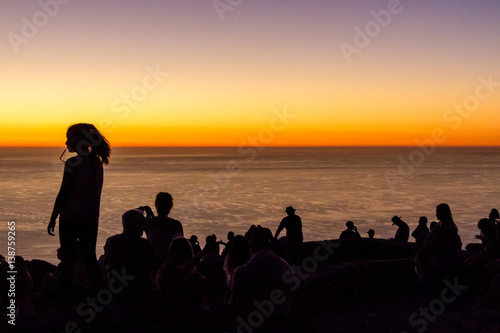 Silhouetted People at Sunset